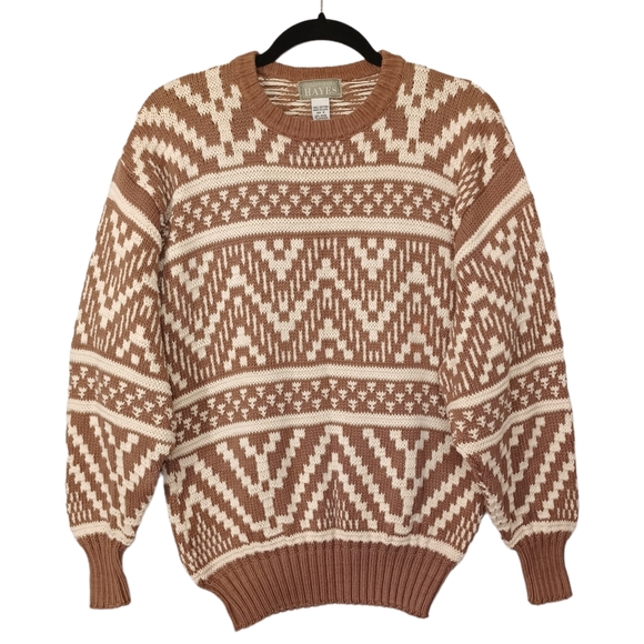 Christopher Hayes Other - CHRISTOPHER HAYES Brown White Chevron Stripe Print Grandpa Knit Sweater Small